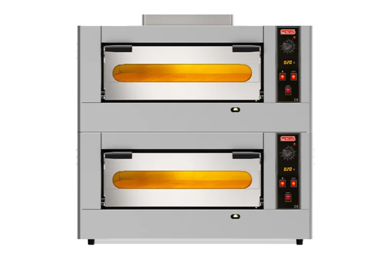 SGS Gazlı 4+4 Adet 30 cm Pizza Kapasiteli Çift Katlı Pizza Fırını PO-DOUBLE-4G