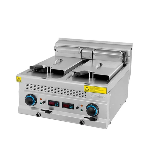 Turhan Çelik Elektrikli Fritöz 8+8 Litre Çiftli Dijital 60x63x30 cm TC.6FED600