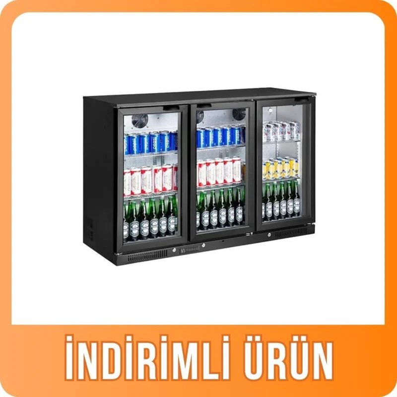 Vosco Bar Arkası Şişe Soğutucu Üç Kapılı VBBC-350S