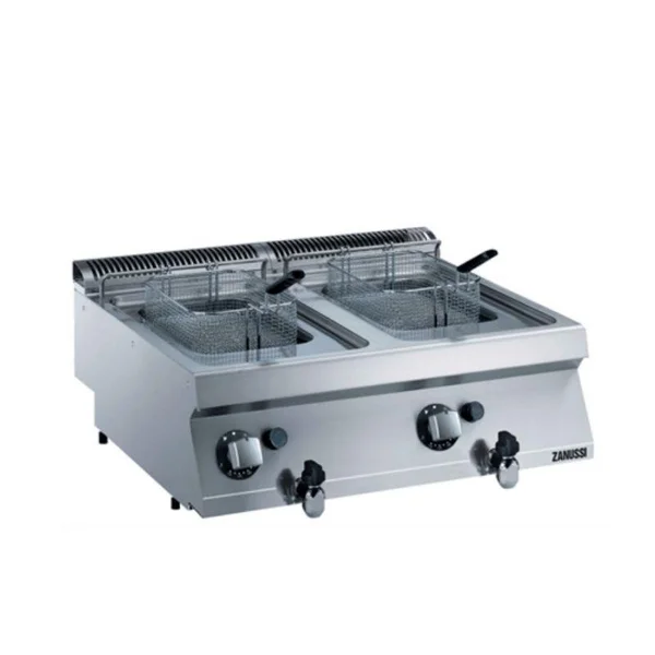 Zanussi Tahliye Vanalı 7+7 LT Endüstriyel Fritöz Gazlı 80x70x25 cm 372067