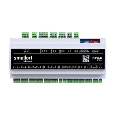 IO330.42 I/O Modülü, 2AI (0-10V)-4AO-13PI (NTC10K, DI)-9DO-2DI-3RS-485 Port BACnet, 24V DC Besleme