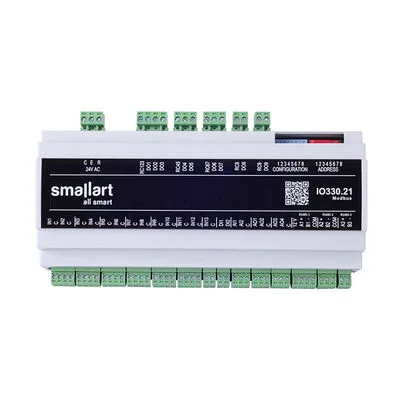IO330.21 I/O Modülü, 2AI (0-10V)-4AO-13PI (NTC10K, DI)-9DO-2DI-3RS-485 Port Modbus, 24V AC Besleme