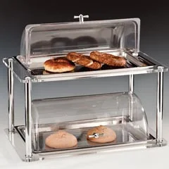Zicco 2 Katlı Akrilik Teşhir Standı, Çelik Tepsili, Polikarbon Rolltop Kapaklı, 32x52x46 cm