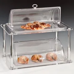 Zicco 2 Katlı Akrilik Teşhir Standı, Polikarbon Kaplı, Rolltop Kapaklı, 32x52x46 cm