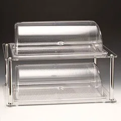 Zicco 2 Katlı Akrilik Teşhir Standı, Polikarbon Kaplı, Rolltop Kapaklı, 44x64x49 cm