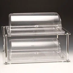 Zicco 2 Katlı Akrilik Teşhir Standı, Polikarbon Kaplı, Rolltop Kapaklı, 44x64x49 cm