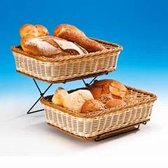 Zicco 2 Katlı Ekmek Sepeti, Telli, Standlı, Hasır 27x36x9 cm