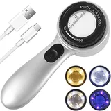 8690 Skalalı Işıklı Büyüteç 30X Şarj Edilebilir | 4 Renkli Led - Görsel 1
