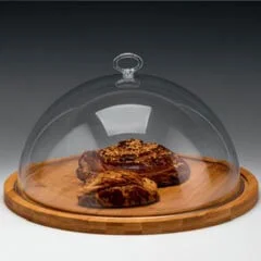 Zicco Ahşap Altlı Fanus, Polikarbon Kapaklı, 36x19 cm