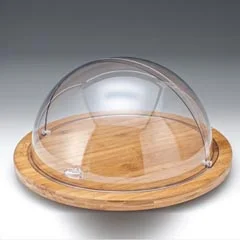 Zicco Ahşap Altlı Fanus, Polikarbon Rolltop Kapaklı, 46 cm