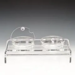 Zicco Akrilik Teşhir Standı, 2'li, Cam Kaseli, Kapaklı, 39x19 cm