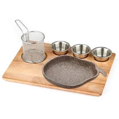 Altınbaşak Doğal Masif Fajita Sunum Seti Granit Döküm Avakado, 35x26 cm
