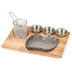 Altınbaşak Doğal Masif Fajita Sunum Seti Granit Döküm Elma, 35x26 cm