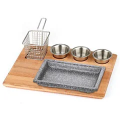 Altınbaşak Doğal Masif Fajita Sunum Seti Granit Döküm Kare 35x26 cm
