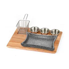 Altınbaşak Doğal Masif Fajita Sunum Seti Granit Döküm Marmaris 35x26 cm