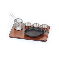 Altınbaşak MDF Fajita Sunum Seti Teflon Döküm Avakado, 35x26 cm