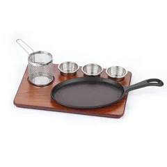 Altınbaşak MDF Fajita Sunum Seti Teflon Döküm Büyük Saplı, 35x26 cm