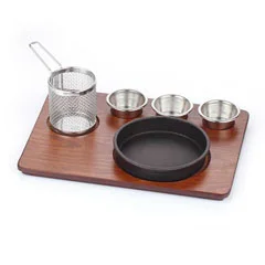 Altınbaşak MDF Fajita Sunum Seti Teflon Döküm Güveç 35x26 cm