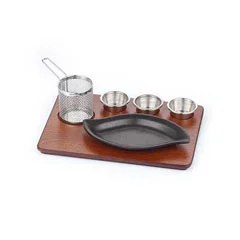 Altınbaşak MDF Fajita Sunum Seti Teflon Döküm Yaprak 36.5x27.5 cm