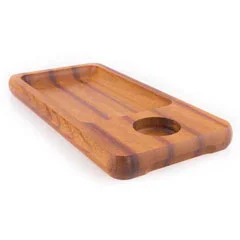 Altınbaşak Tek Sosluklu Sunum Tabağı, İroko, 37.5x19 cm