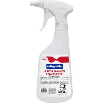 Asitli Banyo, Wc Ürünleri İçin 650 ml Kırmızı Etiket Triger Şişe