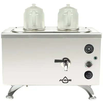Ateşe Efes Analog Çay Kazanı, Elektrikli, Inox, 2 Demlikli