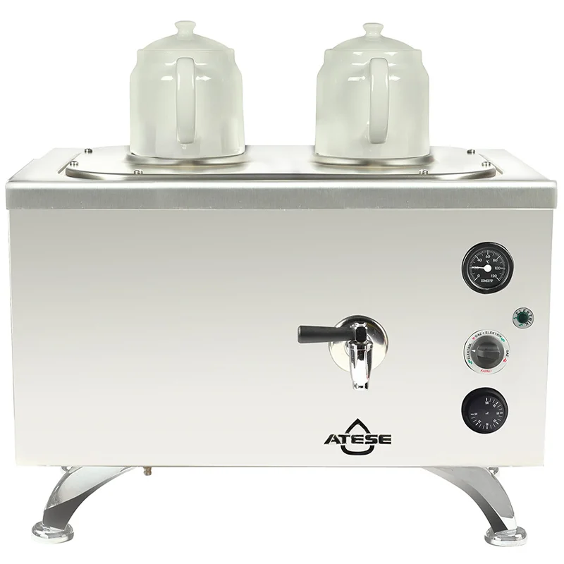 Ateşe Efes Analog Çay Kazanı, Elektrikli, Inox, 2 Demlikli