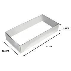 Beysa Pasta Çemberi Pandispanya Inox 50X12,5  Cm H5, Dikdörtgen Çember