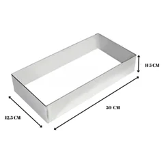 Beysa Pasta Çemberi Pandispanya Inox 50X12,5 Cm H5, Dikdörtgen Çember