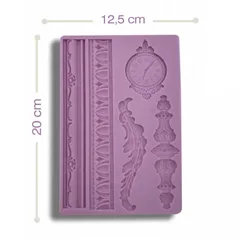 Beysa Saat ve Çubuklar Silikon Şeker Hamuru Kalıbı, 20x12,5 cm