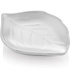 Biradlı Açık Büfe Sunum, Yaprak, Minimal, 11,4x8,6x2 cm, Beyaz