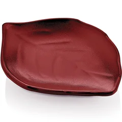 Biradlı Açık Büfe Sunum, Yaprak, Minimal, 11,4x8,6x2 cm, Kırmızı
