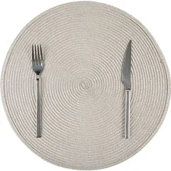 Biradlı Amerikan Servis, Pvc, Yuvarlak, 38 cm, Bej