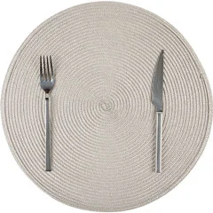 Biradlı Amerikan Servis, Pvc, Yuvarlak, 38 cm, Bej