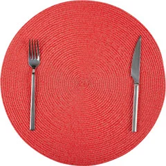 Biradlı Amerikan Servis, Pvc, Yuvarlak, 38 cm, Kırmızı