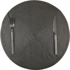Biradlı Amerikan Servis, Pvc, Yuvarlak, 38 cm, Siyah