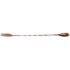 Biradlı Burgulu Çatallı Bar Kaşığı, Bakır, 33 cm