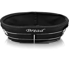 Biradlı Oval Ekmek Sepeti, Bezli, 26x17x6,5 cm