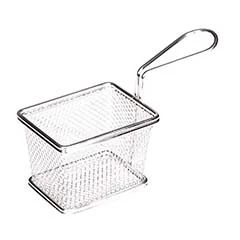 Biradlı Patates Sunum Sepeti, Kare, Tek Kulplu, 10x7,5x7,5 cm