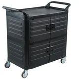 Biradlı Plastik Monoblok Servis Arabası, Kapaklı, Siyah, 53x106x100 cm - Görsel 1