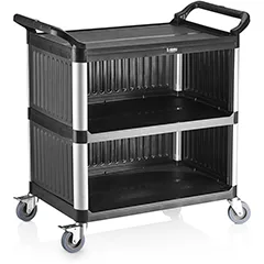 Biradlı Plastik Monoblok Servis Arabası Siyah, 52x96x107 cm