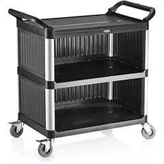 Biradlı Plastik Monoblok Servis Arabası Siyah, 52x96x107 cm