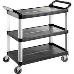 Biradlı Plastik Servis Arabası, Gri, 52x96x107 cm