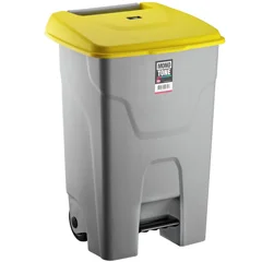 Bora Plastik Pedallı Çöp Kovası, 80 Lt, BO992, Sarı