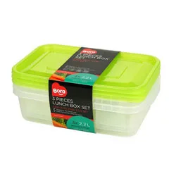Bora Plastik Saklama Kabı, Dikdörtgen, 3'lü Set, 2,2 Lt, BO537