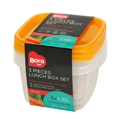Bora Plastik Saklama Kabı, Kare, 3'lü Set, 1,15 Lt, BO532
