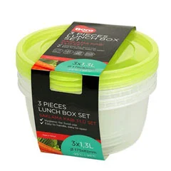 Bora Plastik Saklama Kabı, Yuvarlak, 3'lü Set, 1,3 Lt, BO552