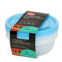 Bora Plastik Saklama Kabı, Yuvarlak, 3'lü Set, 1 Lt, BO551