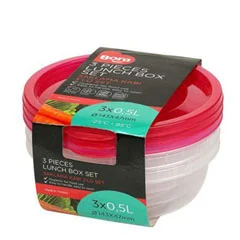 Bora Plastik Saklama Kabı, Yuvarlak, 3lü, Set, 500 ml, BO549