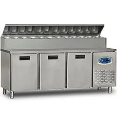 Dampak 3 Kapılı Pizza hazırlık Buzdolabı, Alçak Model